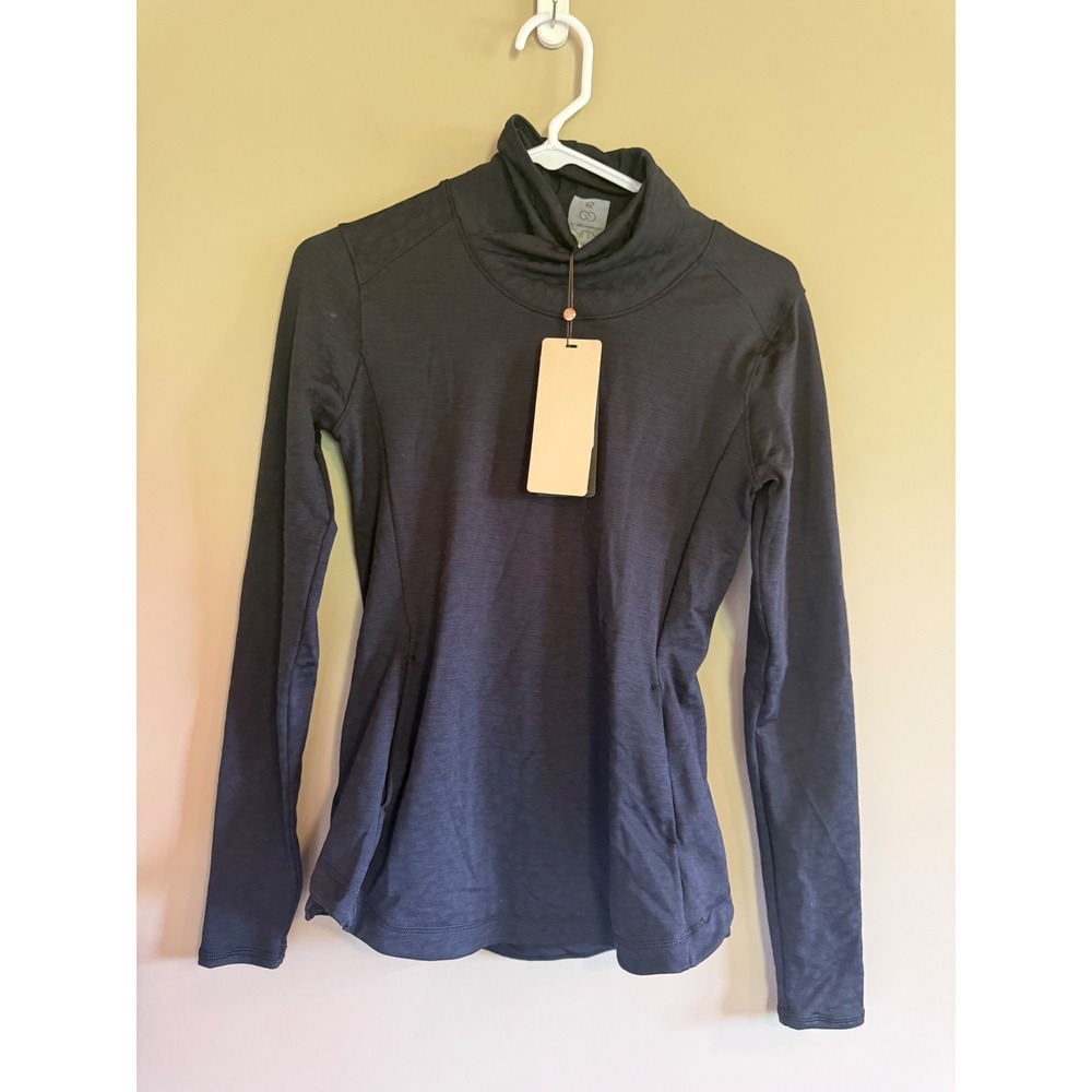 Calia by Carrie Underwood Warm Top Caviar Black Funnel Neck WAXB31150N XS NEW